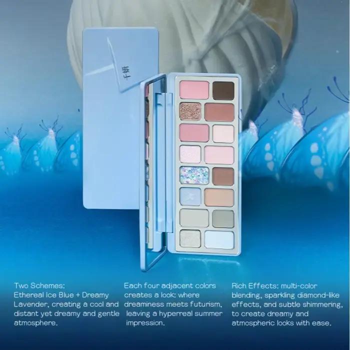 Qianyan Cheeryep Palette de fards à paupières Dreamcatcher 15g bleu mat Satin miroitant haute Impact