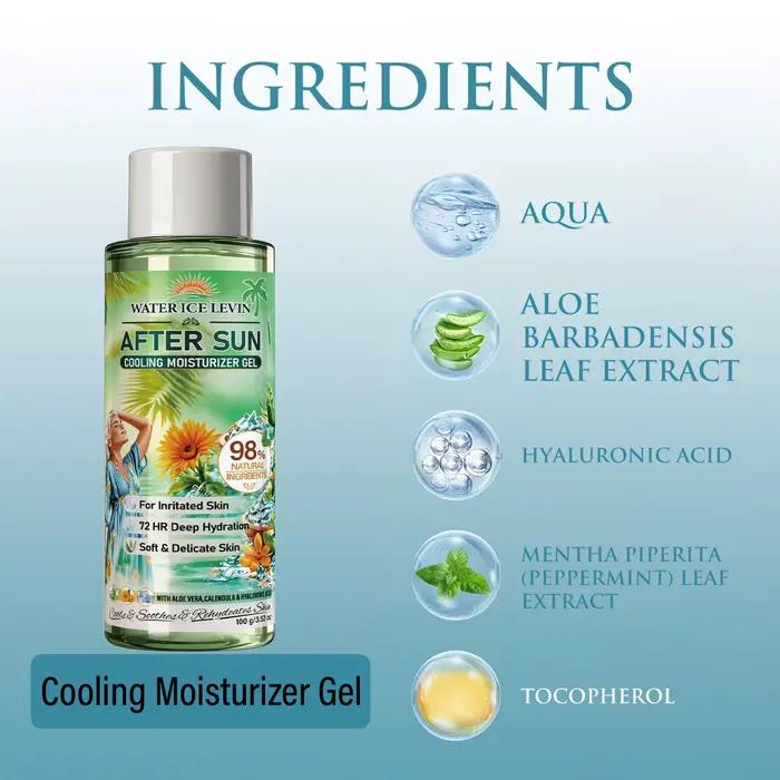 Gel hydratant rafraîchissant après-exposition solaire, hydratation profonde, apaise les peaux sensibles et irritées, gel pour la peau à l'aloe vera 100g