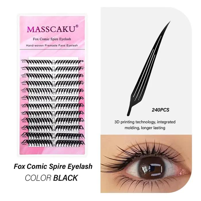 MASSCAKU 0.05mm d'épaisseur vison synthétique Manga Anime bande dessinée flèche cils 8-15mm mélange