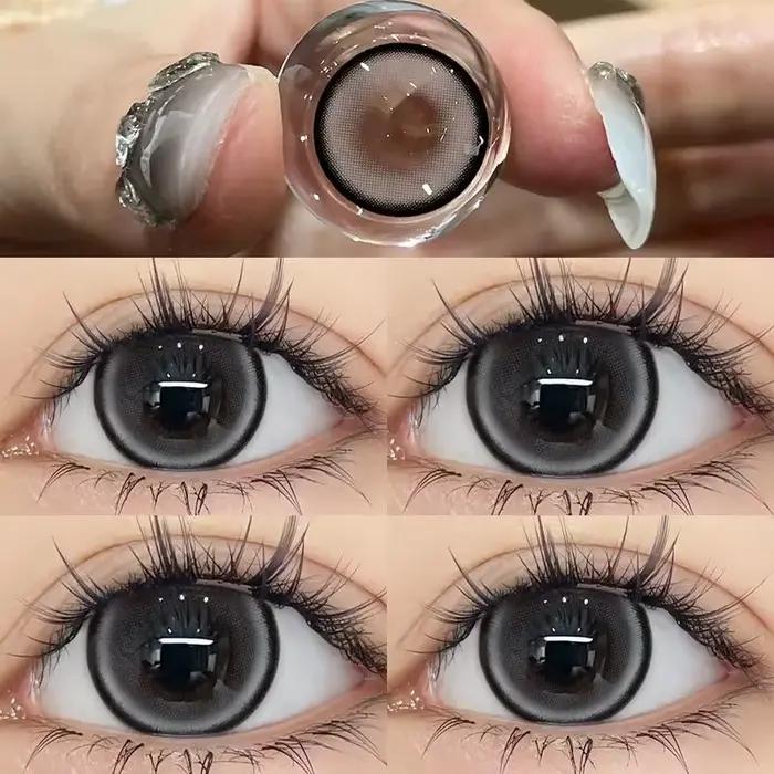 2 pièces lentilles de Contact de couleur de haute qualité pour les yeux avec dioptrie yeux de myopie lentille bleue douce beauté élève utilisation annuelle expédition rapide