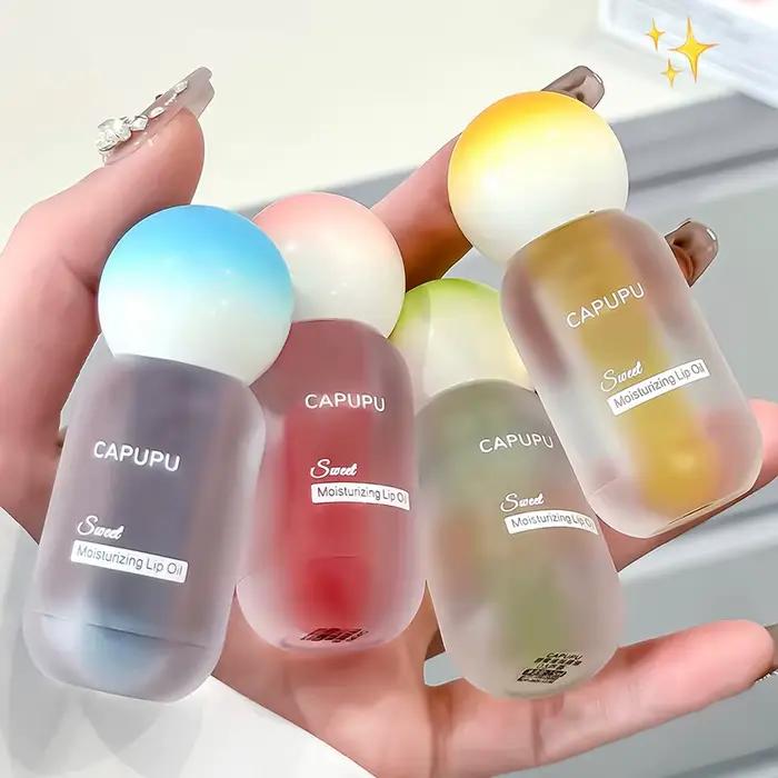 Brillant à lèvres léger à l'eau de pêche, verre Transparent hydratant, gelée de cristal de fruits, huile repulpante, soin des lèvres clair, maquillage, estompe les lèvres