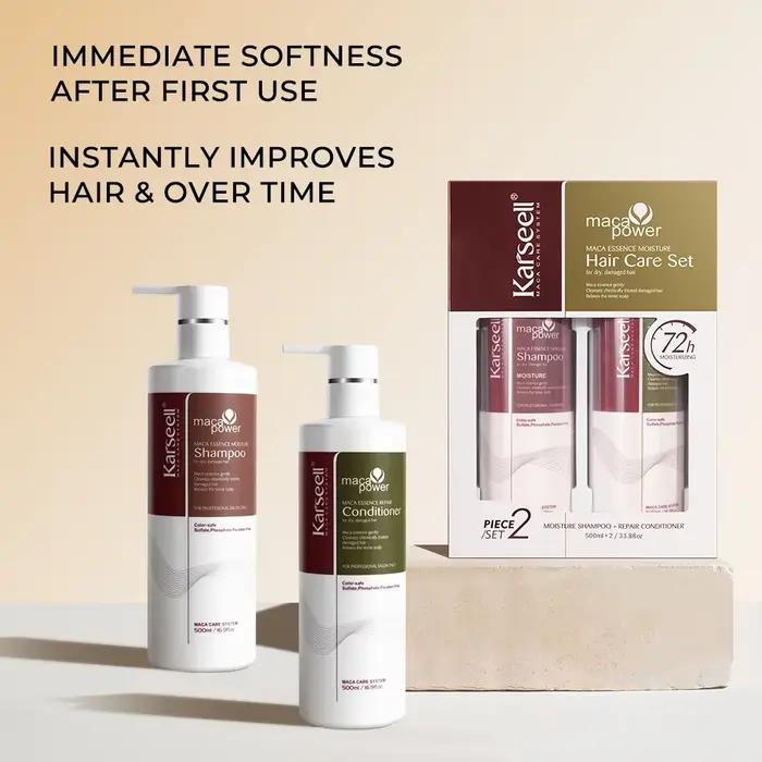Shampooing et après-shampoing hydratants Karseell originaux 500 ml à l'huile d'argan, ensemble de so