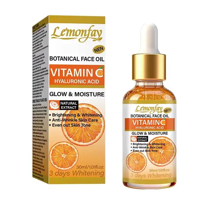 Huile pour le visage botanique à la vitamine C Lemonfay, sérum à l'acide hyaluronique pour l'éclat e