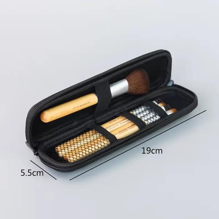 Étui pour pinceaux de maquillage pour femmes, petit sac à cosmétiques noir pur, organisateur de styl