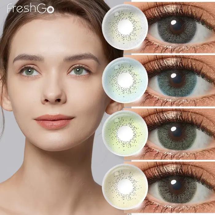 Hot FreshGo Premium/lentilles de Contact colorées océan Look naturel lentilles souples cosmétiques jetables 14.2mm 40% eau annuelle 1 paire