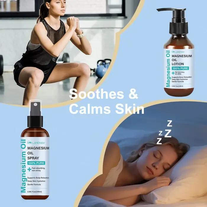 Ensemble Huile et Lotion de Magnésium – 100% Pure pour une Hydratation Profonde et une Relaxation – Découvrez la Puissance de l'Huile de Magnésium 100% Pure