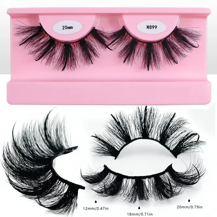 Livraison gratuite 10 paires/pack moelleux vaporeux bande naturelle cils avec pointes en gros en vrac Faux vison
