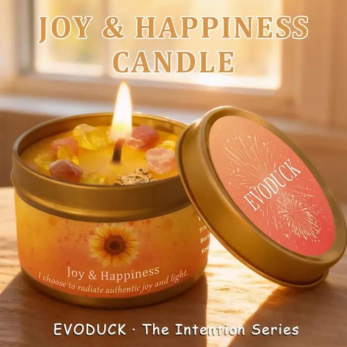 Bougie parfumée cristal d'orange douce et de citron, joie, bonheur, aromathérapie, énergie positive, décoration de chambre, cadeau pour elle, ensemble en boîte de 3 oz