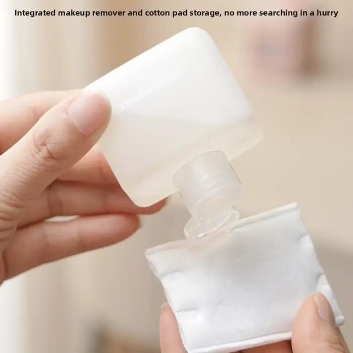 Étui de voyage portable pour démaquillant, de poche, avec couvercle rabattable, ensemble 2-en-1 pour nettoyer et démaquiller, étanche et anti-fuite.