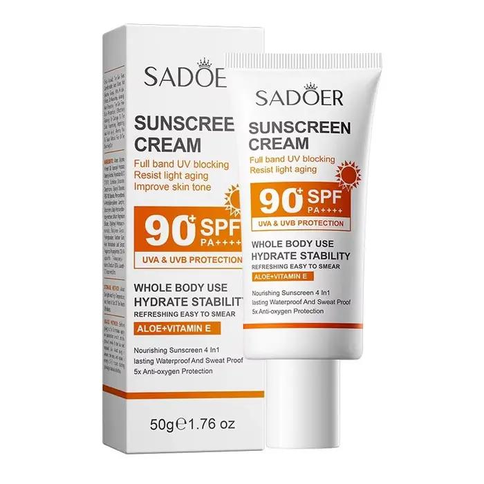 SADOER Spf 90 + crème solaire pour visage corps entier utilisation protecteur solaire résistant aux