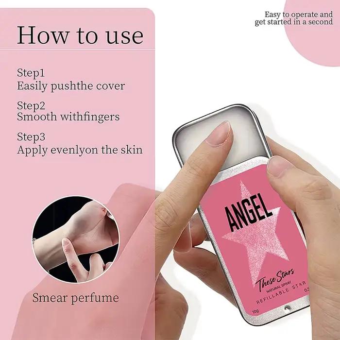 Baume parfumé solide 10g pour femme, parfum pêche et rose, sans alcool, rafraîchissant, longue durée, format voyage, poche, pour rendez-vous galants