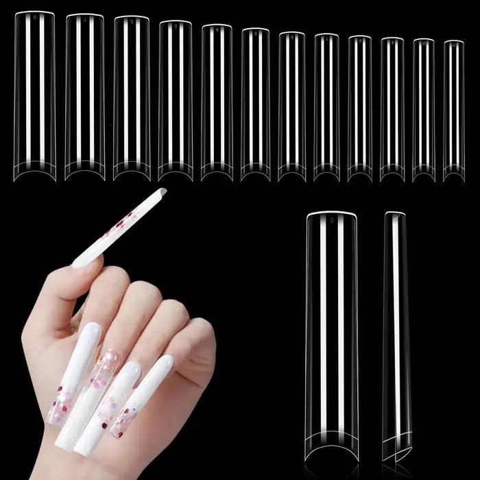 24/120/240/504/1200 pièces pointes d'ongles carrés clairs pointes d'ongles courbe Extension d'ongle