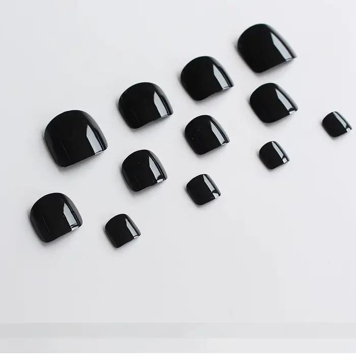24 pièces rouge/blanc/noir/jaune/vin rouge ongles faux orteils ongles naturel-couleur unie carré pre