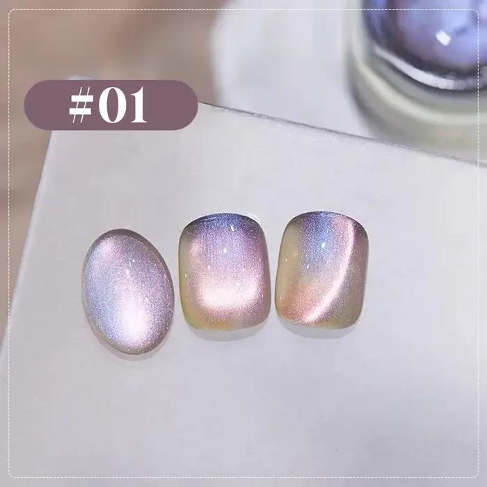 TC 10ML Aurora nuit cristal oeil de chat Gel Internet rouge presse sur les ongles glace Transparent Double lumière soie