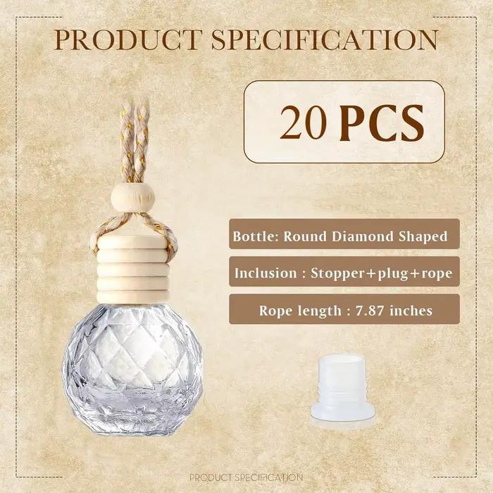 Diffuseur de parfum de bouteille de parfum de 8ml, 20 pièces, bouteille vide suspendue, désodorisant de voiture délicat, diffuseur de parfum d'huile automatique
