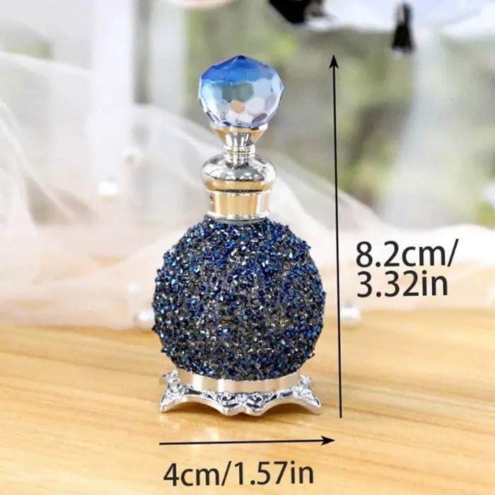 Bouteille de carafe de parfum de 15ml, bouteille de parfum de luxe avec décoration de strass scintillants, bouteille distributrice d'huile essentielle compte-gouttes