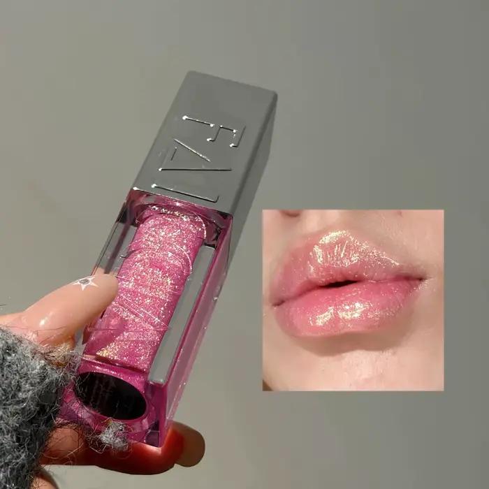 Gloss à lèvres scintillant pour femmes, hydratant, non collant, effet repulpant, brillant nacré, gloss hydratant pour des lèvres brillantes, rouge à lèvres qui rehausse la couleur