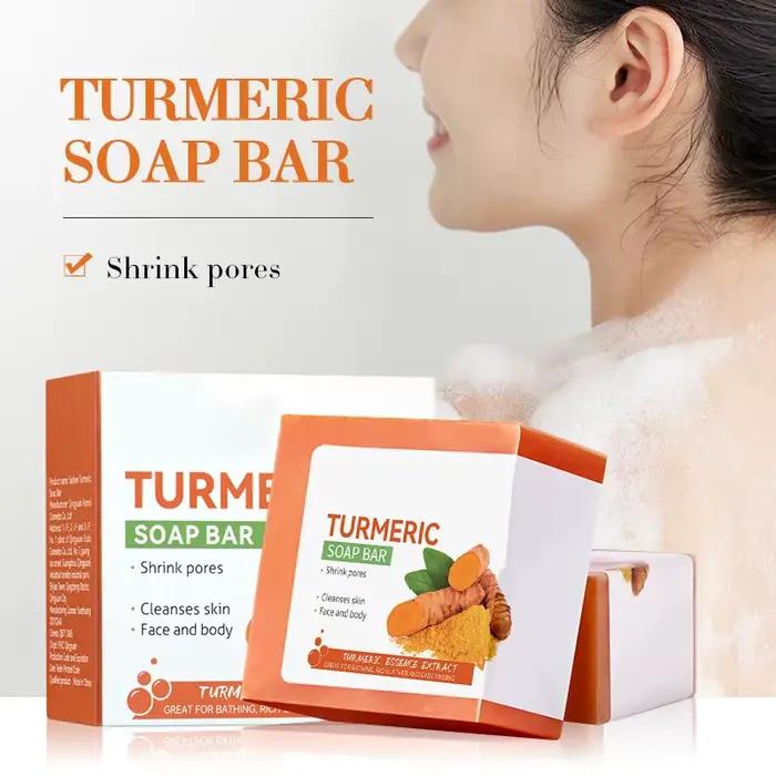 Savon au curcuma pour le visage soins de la peau tendre beauté nettoyage du corps éclaircissement des aisselles foncées jambes nettoyants pour le corps revitalisant régénérant compatible avec tous les types de peau pour les femmes occa
