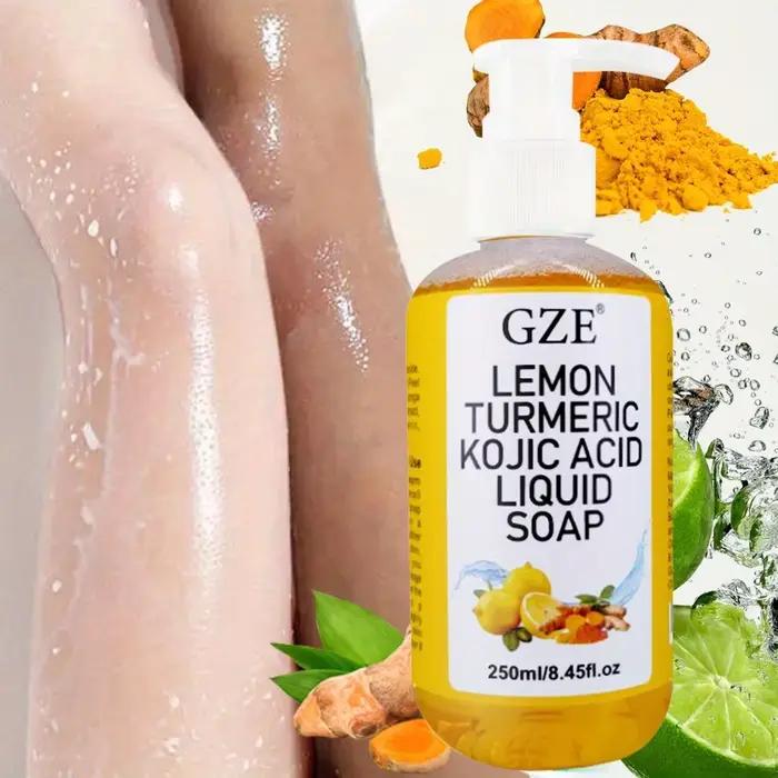 Greflective Glow Lemon Curmeric Kojic Acid Liquid Regina-Nettoyant pour la peau doux, éclaircissant