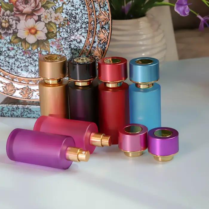 Bouteille en verre à capuchon rond coloré, vaporisateur d'essence de parfum, 50ml