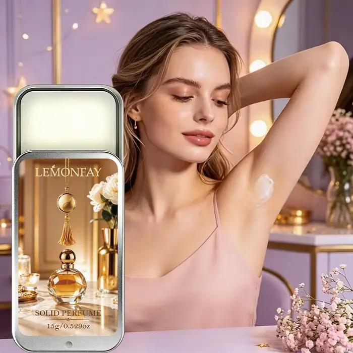 Baume de parfum solide pour femmes, parfum floral élégant, longue durée, parfum solide portable, soin corporel pour femmes, idéal pour les rendez-vous et les soirées.