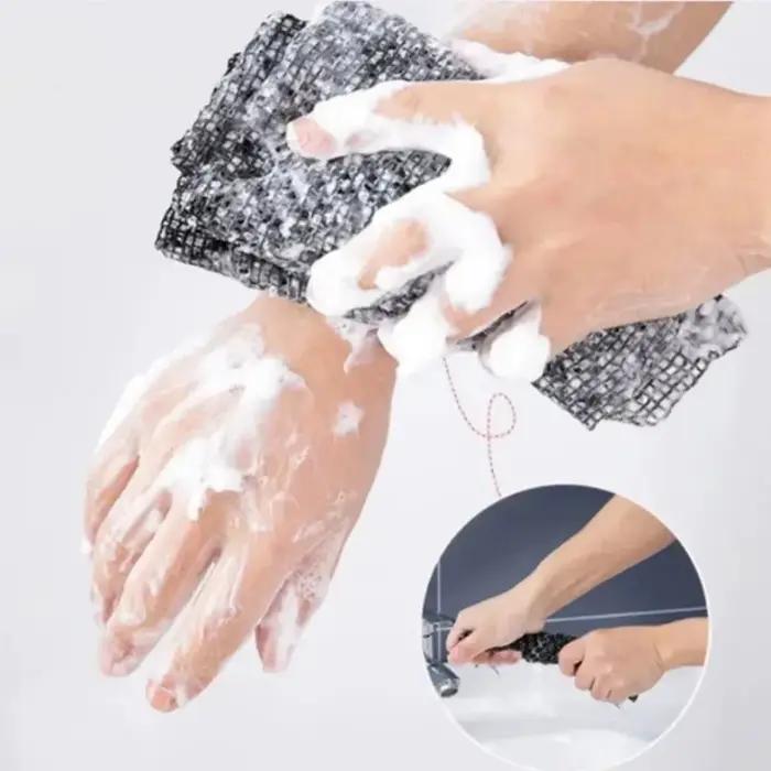 Serviette de Bain Exfoliante Japonaise Double Fonction, Nettoyant Dorsal Moussant Antibactérien, Exfoliant Peaux Mortes, Chiffon de Gommage Réparateur Corporel