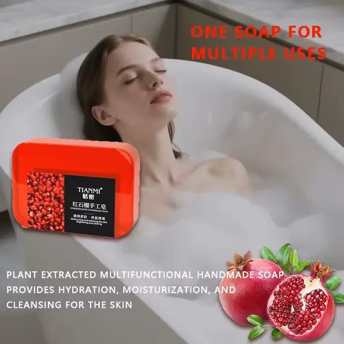 Savon à la grenade qui nettoie en douceur le visage et le corps, hydrate et nourrit, adapté à tous les types de peau, idéal comme cadeau