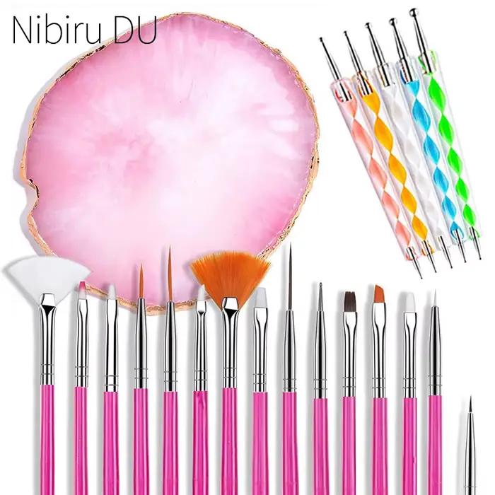 Ensemble de pinceaux à ongles professionnels, fournitures pour ongles, acrylique, gel UV, dessin, po
