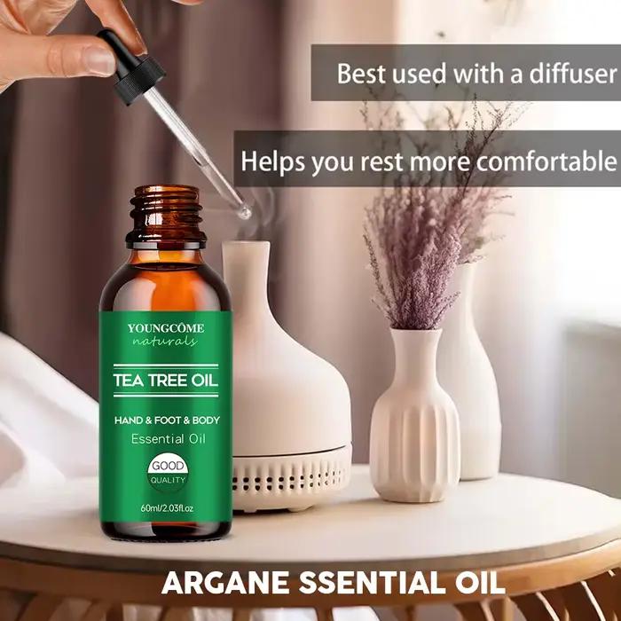 Huile essentielle d'arbre à thé pour soins de la peau, massage, douche, diffuseur huile essentielle relaxante pour le visage, le corps, les ongles, les cheveux, les soins de la peau