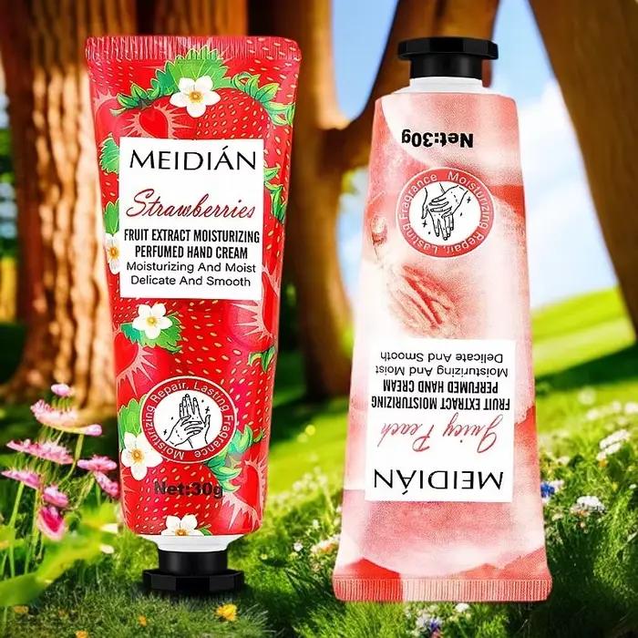 Coffret de cinq crèmes pour les mains parfumées aux fruits, hydratantes et à parfum longue durée. Crème masque pour les mains
