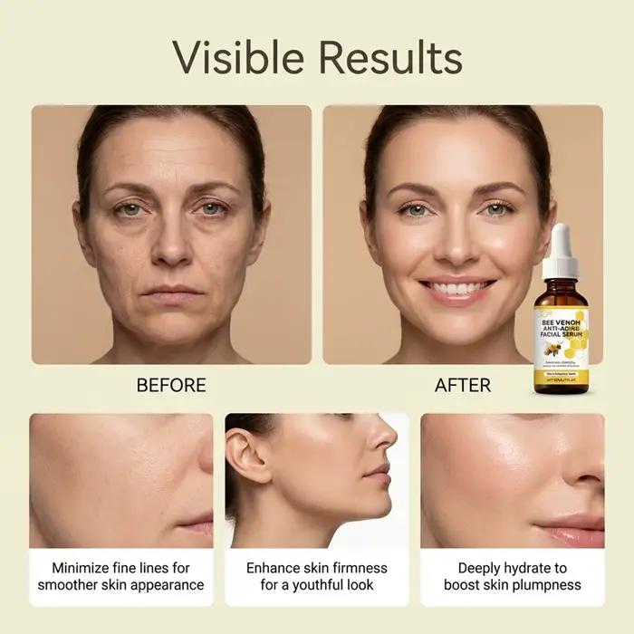 Sérum Visage au Venin d'Abeille Crème de Jour Douce et Nourrissante Réparation Transitions Saisonnières Apaisement Rougeurs Collection Festive Luxe Hiver