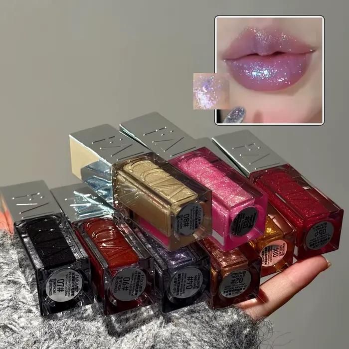 Gloss à lèvres scintillant pour femmes, hydratant, non collant, effet repulpant, brillant nacré, gloss hydratant pour des lèvres brillantes, rouge à lèvres qui rehausse la couleur