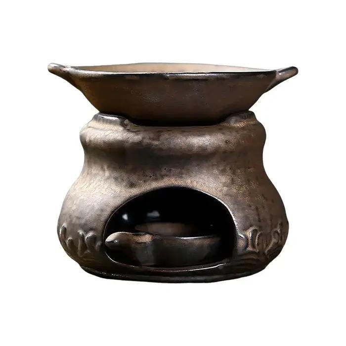 Brûleur d'arôme d'aromathérapie 3 en 1, poterie grossière, chauffe-thé, bougie chauffante, diffuseur de roseaux, brûleur d'encens d'huile essentielle