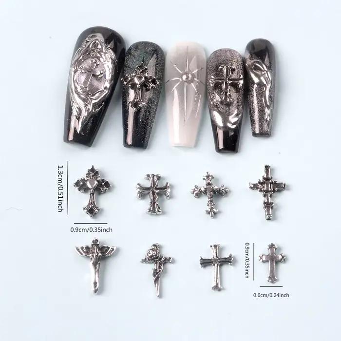 TSZS 50 pièces/sac mélange Punk 3D rétro croix bijoux Nail Art breloques mélange forme gris croix on