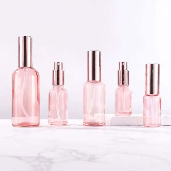 Flcopropriété pulvérisateur de parfum portable, bouteille en verre clair, rose rose, pulvérisateur conviviale ré, récipient cosmétique, soins de la peau, quotidien, illable, voyage, eau