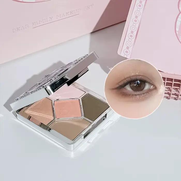 ART VALUE Coffret de maquillage multifonction 7 pièces comprenant 3 rouges à lèvres mats, 1 poudre pressée, 1 blush, 1 palette de fards à paupières et collier cosmétique