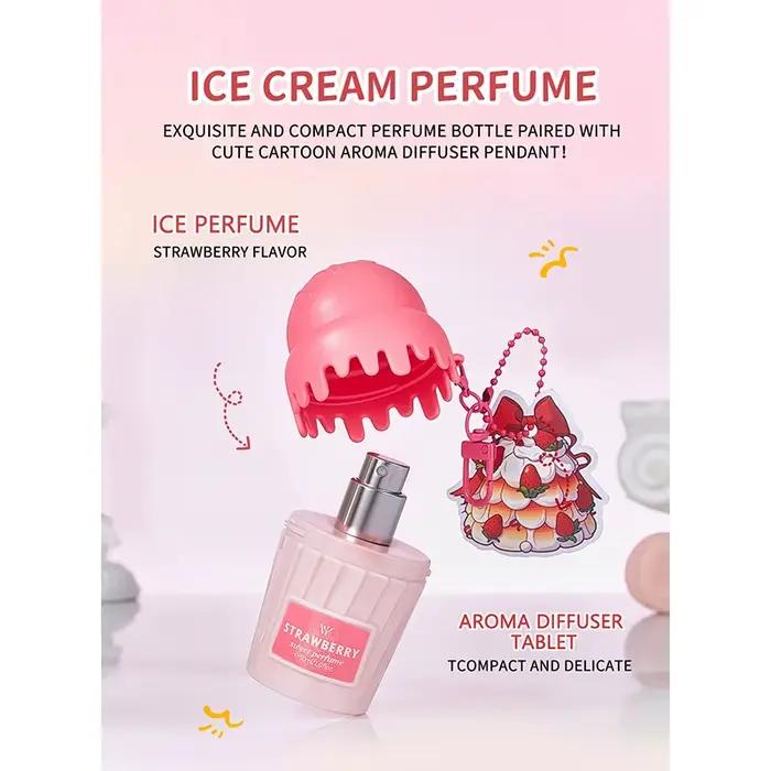 Parfum Corporel en Spray 50ml en Forme de Croissant Glacé, Parfum Cerise, Fraise et Chocolat, Pendentif Délicat et Mignon, Dubaï Arabie