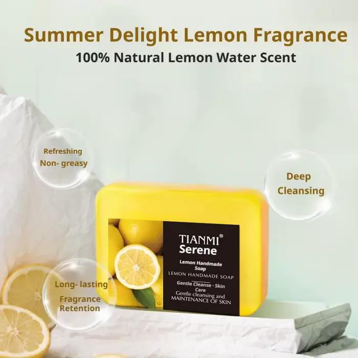 Savon artisanal au citron, hydratant et nettoyant, adapté à tous les types de peau, peut être utilisé par les hommes et les femmes pour les soins de la peau.