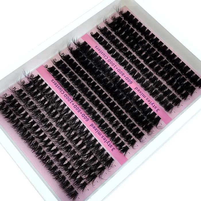 Nouveau 15 rangées bricolage 5D grappes de cils moelleux 60D-200D grappes de cils épais cils individ