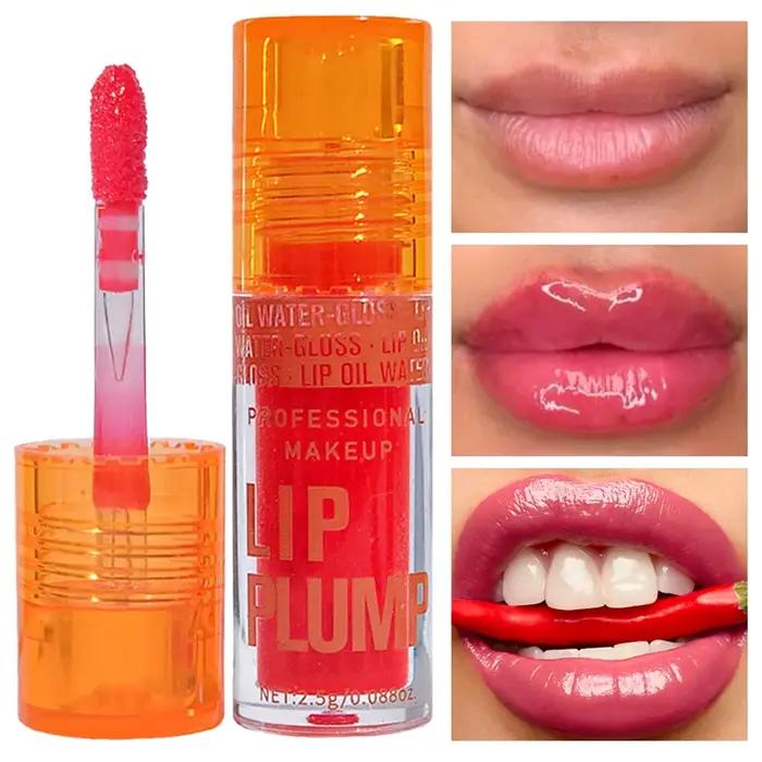 Huile à lèvres cerise dodue – Sérum hydratant brillant à lèvres, volume et brillance imperméables longue durée, non collant, unisexe, maquillage de vacances